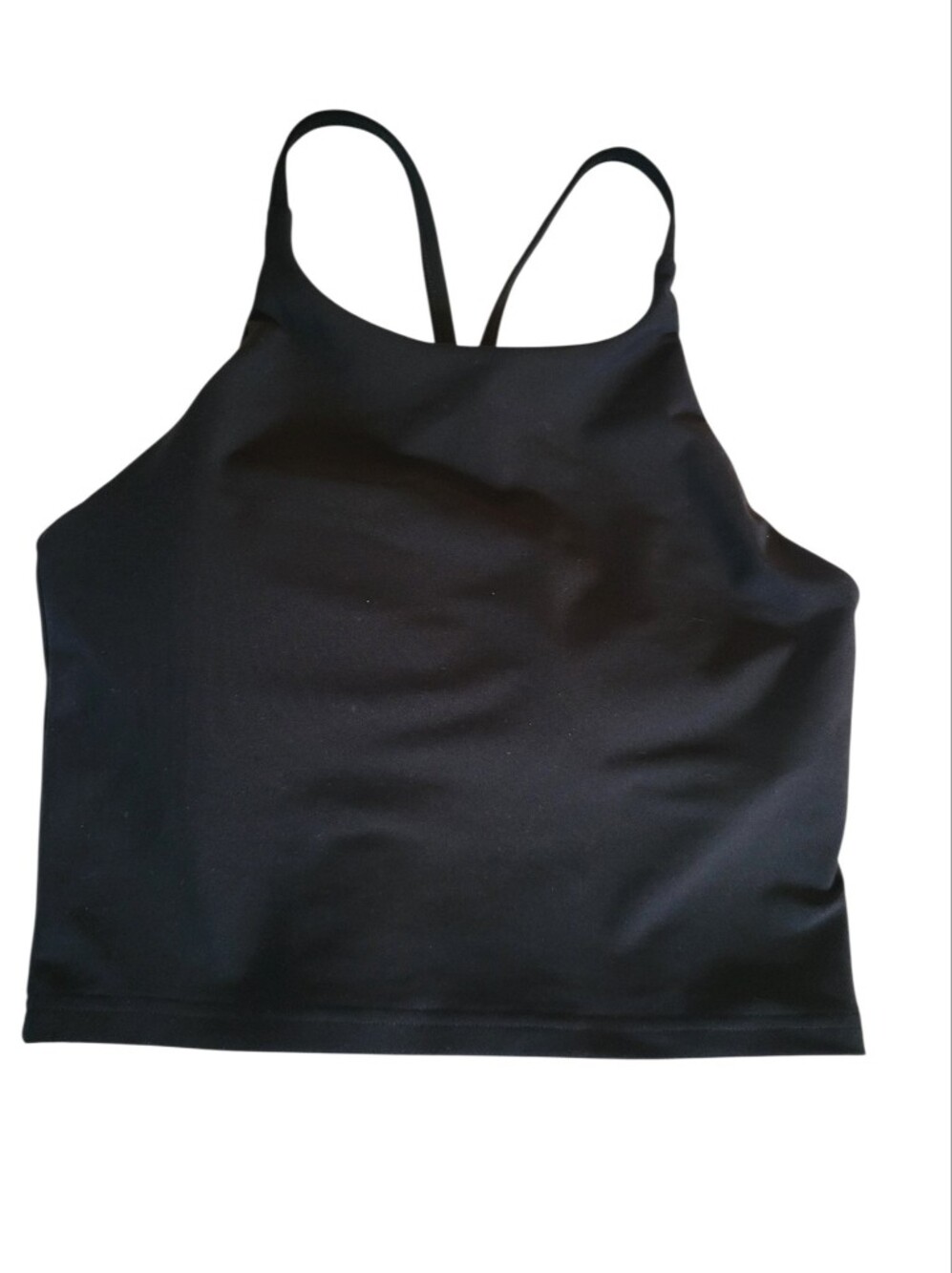 Old Navy Powersoft Racerback Crop Tank Top Built in Bra In Black Size Medium